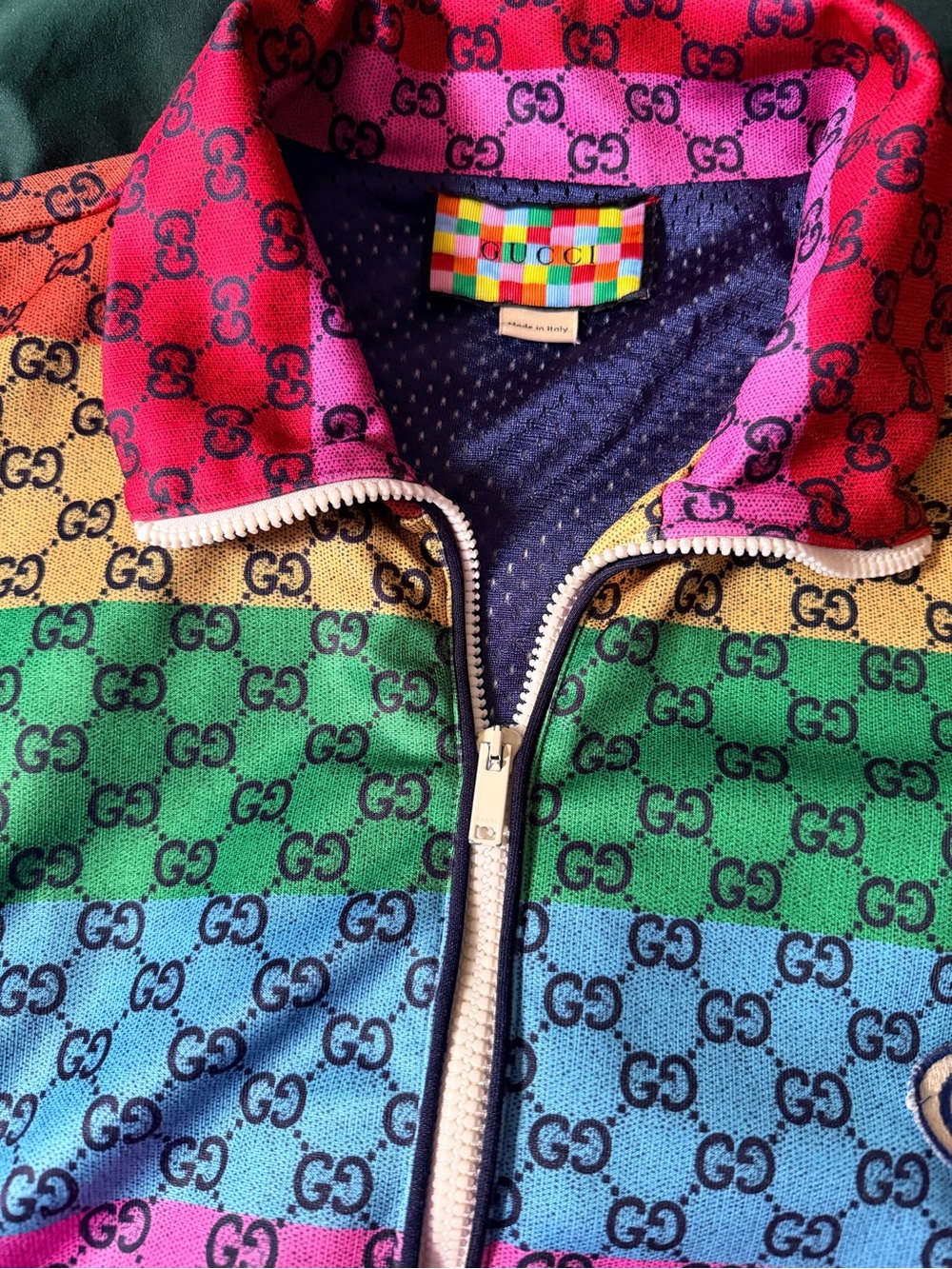 Gucci Multicolor Rainbow GG Zip Bomber Jacket - Picture 4 of 7
